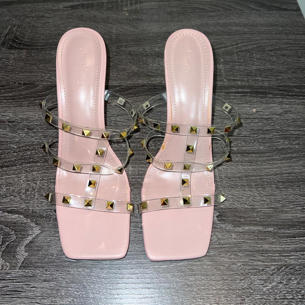 Gold rhinestone heels